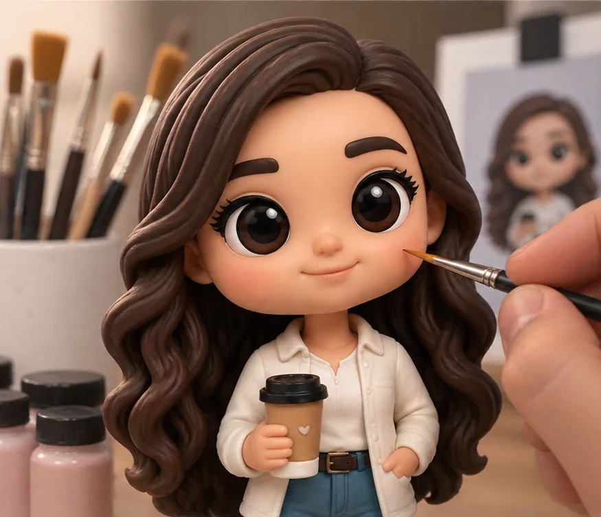 Figura personalizada durante el proceso de pintura